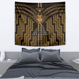 New Zealand Manta Ray Tapestry Maori Tukutuku Taniko Motifs Gold