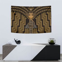 New Zealand Manta Ray Tapestry Maori Tukutuku Taniko Motifs Gold