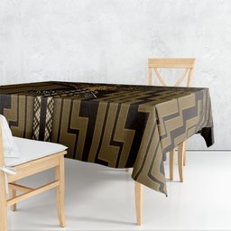 New Zealand Manta Ray Tablecloth Maori Tukutuku Taniko Motifs Gold