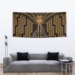 New Zealand Manta Ray Tapestry Maori Tukutuku Taniko Motifs Gold