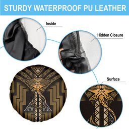 New Zealand Manta Ray Spare Tire Cover Maori Tukutuku Taniko Motifs Gold