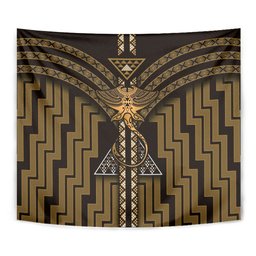 New Zealand Manta Ray Tapestry Maori Tukutuku Taniko Motifs Gold