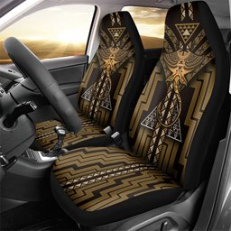 New Zealand Manta Ray Car Seat Cover Maori Tukutuku Taniko Motifs Gold