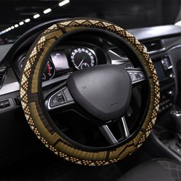 New Zealand Manta Ray Steering Wheel Cover Maori Tukutuku Taniko Motifs Gold