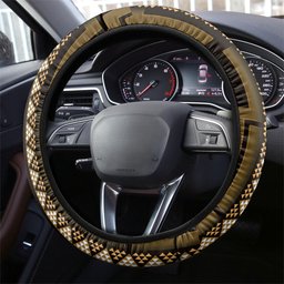 New Zealand Manta Ray Steering Wheel Cover Maori Tukutuku Taniko Motifs Gold