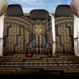 New Zealand Manta Ray Back Car Seat Cover Maori Tukutuku Taniko Motifs Gold