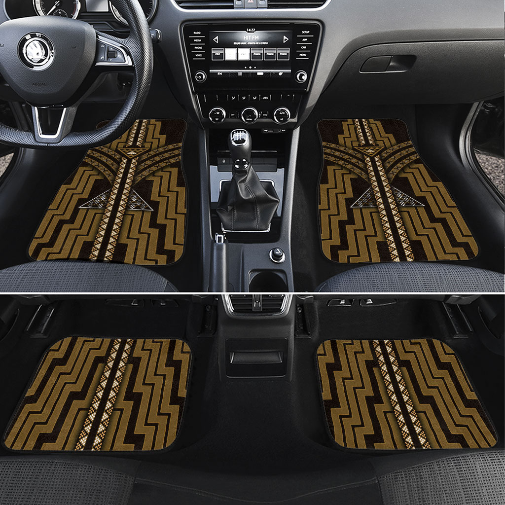 New Zealand Manta Ray Car Mats Maori Tukutuku Taniko Motifs Gold