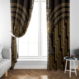 New Zealand Manta Ray Window Curtain Maori Tukutuku Taniko Motifs Gold