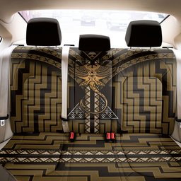 New Zealand Manta Ray Back Car Seat Cover Maori Tukutuku Taniko Motifs Gold