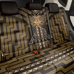 New Zealand Manta Ray Back Car Seat Cover Maori Tukutuku Taniko Motifs Gold