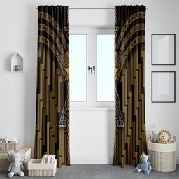 New Zealand Manta Ray Window Curtain Maori Tukutuku Taniko Motifs Gold