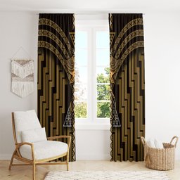 New Zealand Manta Ray Window Curtain Maori Tukutuku Taniko Motifs Gold