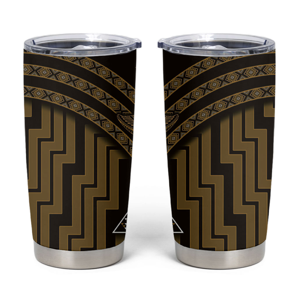 New Zealand Manta Ray Tumbler Cup Maori Tukutuku Taniko Motifs Gold