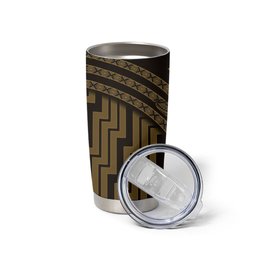 New Zealand Manta Ray Tumbler Cup Maori Tukutuku Taniko Motifs Gold