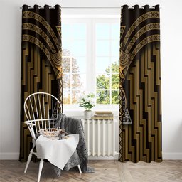 New Zealand Manta Ray Window Curtain Maori Tukutuku Taniko Motifs Gold