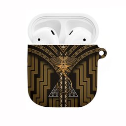 New Zealand Manta Ray AirPods Case Maori Tukutuku Taniko Motifs Gold