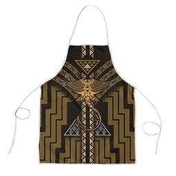 New Zealand Manta Ray Apron Maori Tukutuku Taniko Motifs Gold