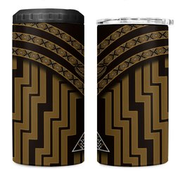 New Zealand Manta Ray 4 in 1 Can Cooler Tumbler Maori Tukutuku Taniko Motifs Gold