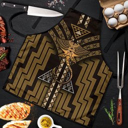 New Zealand Manta Ray Apron Maori Tukutuku Taniko Motifs Gold