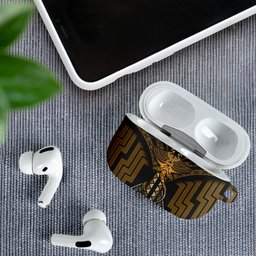 New Zealand Manta Ray AirPods Case Maori Tukutuku Taniko Motifs Gold