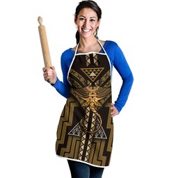 New Zealand Manta Ray Apron Maori Tukutuku Taniko Motifs Gold