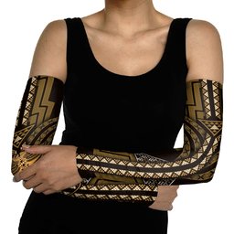 New Zealand Manta Ray Arm Sleeves Maori Tukutuku Taniko Motifs Gold