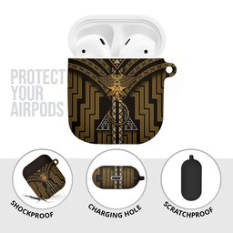 New Zealand Manta Ray AirPods Case Maori Tukutuku Taniko Motifs Gold