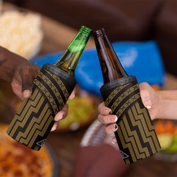 New Zealand Manta Ray 4 in 1 Can Cooler Tumbler Maori Tukutuku Taniko Motifs Gold