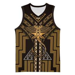 New Zealand Manta Ray Basketball Jersey Maori Tukutuku Taniko Motifs Gold