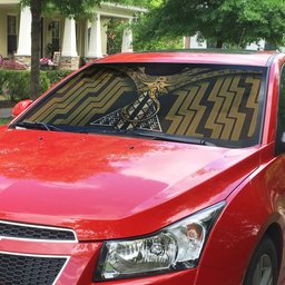 New Zealand Manta Ray Auto Sun Shade Maori Tukutuku Taniko Motifs Gold