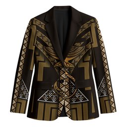 New Zealand Manta Ray Blazer Maori Tukutuku Taniko Motifs Gold