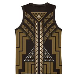 New Zealand Manta Ray Basketball Jersey Maori Tukutuku Taniko Motifs Gold