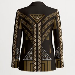 New Zealand Manta Ray Blazer Maori Tukutuku Taniko Motifs Gold