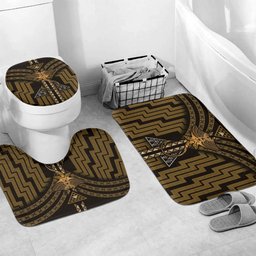 New Zealand Manta Ray Bathroom Set Maori Tukutuku Taniko Motifs Gold