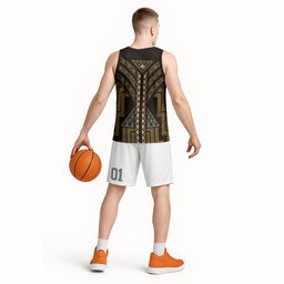 New Zealand Manta Ray Basketball Jersey Maori Tukutuku Taniko Motifs Gold