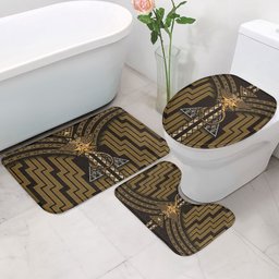 New Zealand Manta Ray Bathroom Set Maori Tukutuku Taniko Motifs Gold