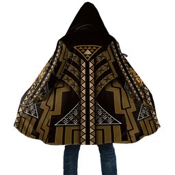 New Zealand Manta Ray Cloak Maori Tukutuku Taniko Motifs Gold