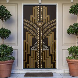 New Zealand Manta Ray Door Cover Maori Tukutuku Taniko Motifs Gold