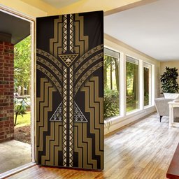 New Zealand Manta Ray Door Cover Maori Tukutuku Taniko Motifs Gold