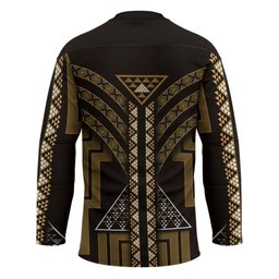 New Zealand Manta Ray Hockey Jersey Maori Tukutuku Taniko Motifs Gold