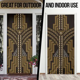New Zealand Manta Ray Door Cover Maori Tukutuku Taniko Motifs Gold
