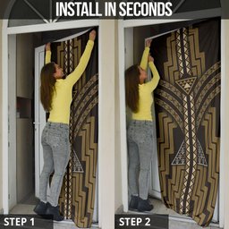 New Zealand Manta Ray Door Cover Maori Tukutuku Taniko Motifs Gold