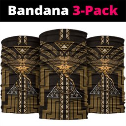 New Zealand Manta Ray Neck Gaiter Maori Tukutuku Taniko Motifs Gold