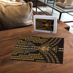 New Zealand Manta Ray Puzzle Maori Tukutuku Taniko Motifs Gold
