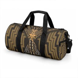 New Zealand Manta Ray Duffle Bag Maori Tukutuku Taniko Motifs Gold