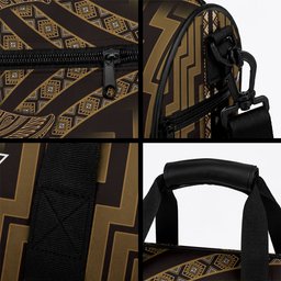 New Zealand Manta Ray Duffle Bag Maori Tukutuku Taniko Motifs Gold