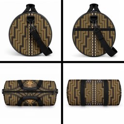 New Zealand Manta Ray Duffle Bag Maori Tukutuku Taniko Motifs Gold
