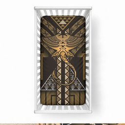 New Zealand Manta Ray Baby Bed Cover Maori Tukutuku Taniko Motifs Gold