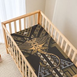New Zealand Manta Ray Baby Bed Cover Maori Tukutuku Taniko Motifs Gold