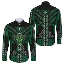 New Zealand Manta Ray Family Matching Short Sleeve Bodycon Dress and Hawaiian Shirt Maori Tukutuku Taniko Motifs Green